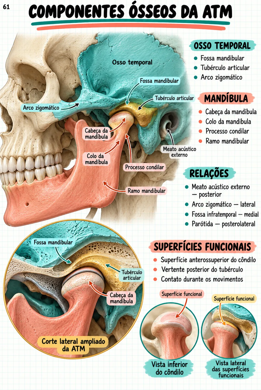 Mapa mental de anatomia — Componentes ósseos da ATM