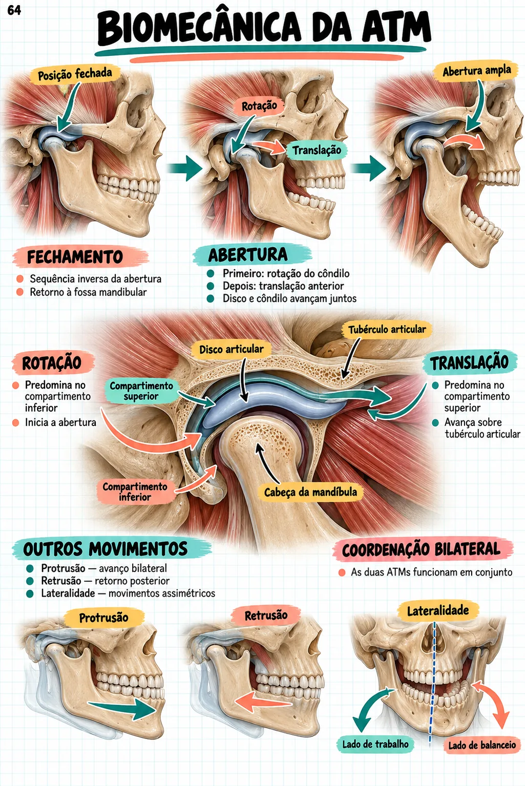 Mapa mental de anatomia — Biomecânica da ATM