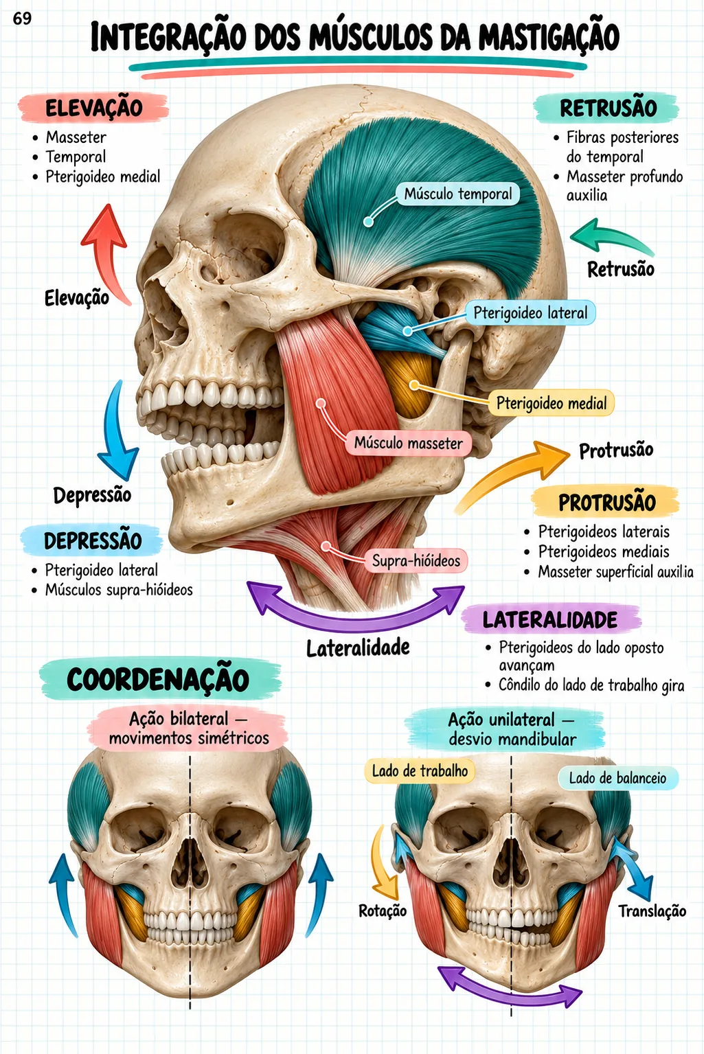Mapa mental de anatomia — Integração dos músculos da mastigação